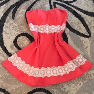 Bright coral mini dress